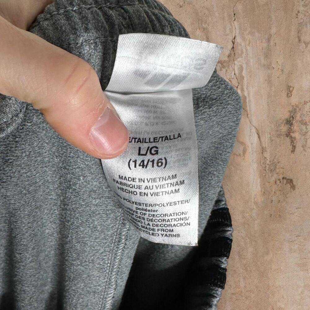 Vintage Y2K Adidas Sweatpants Youth L Grey Polyester Joggers Black 3 Stripes - Picture 6 of 6